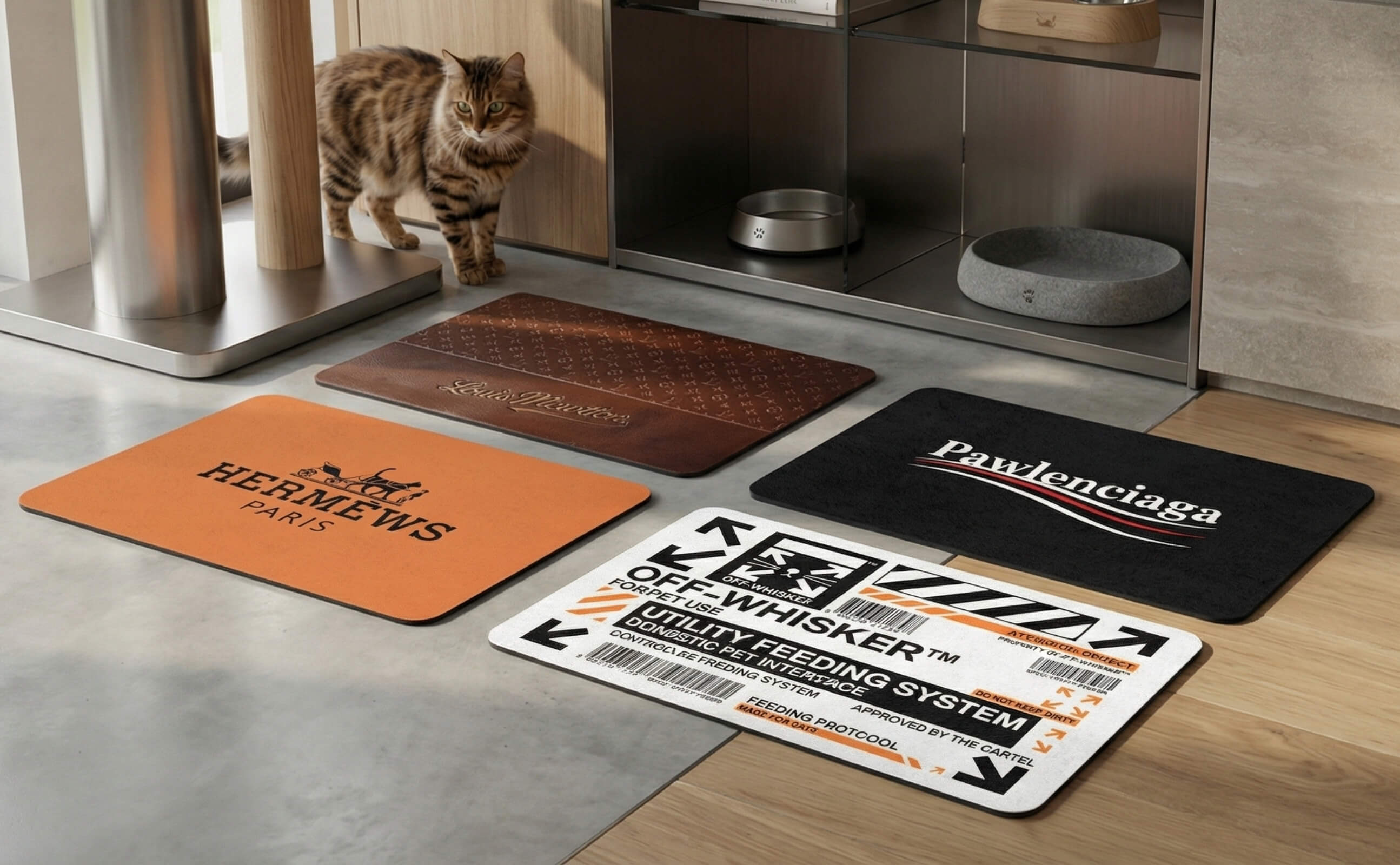 Designer Cat Feeding Mats and Pet Food Mats | Mad Cat Cartel