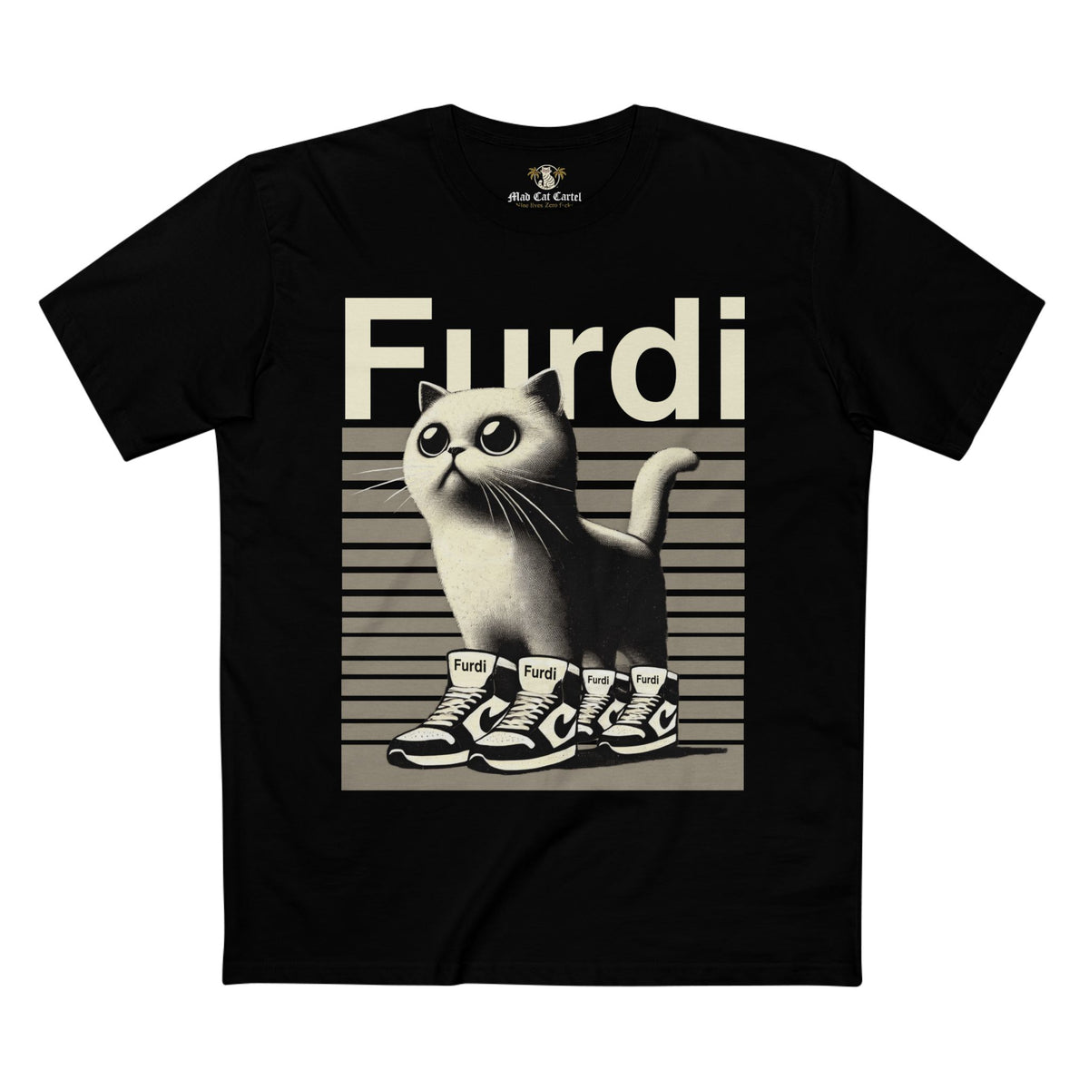 Furdi 4x4 Sneaker Flex Designer Black T-Shirt, front view