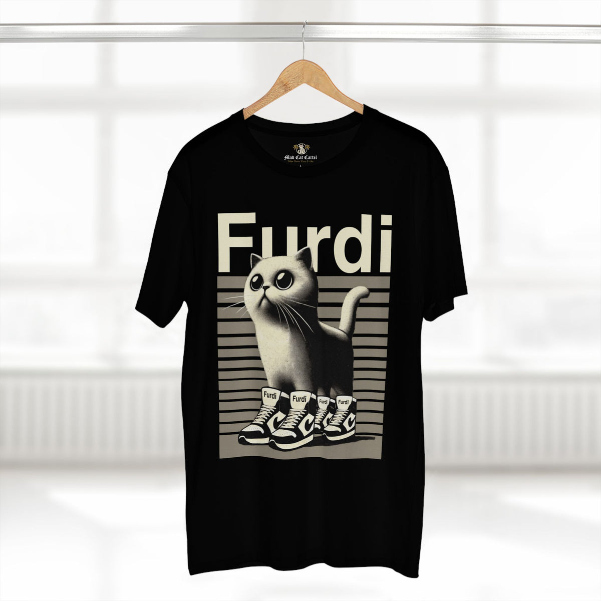Furdi 4x4 Sneaker Flex Designer Black T-Shirt, on a hanger