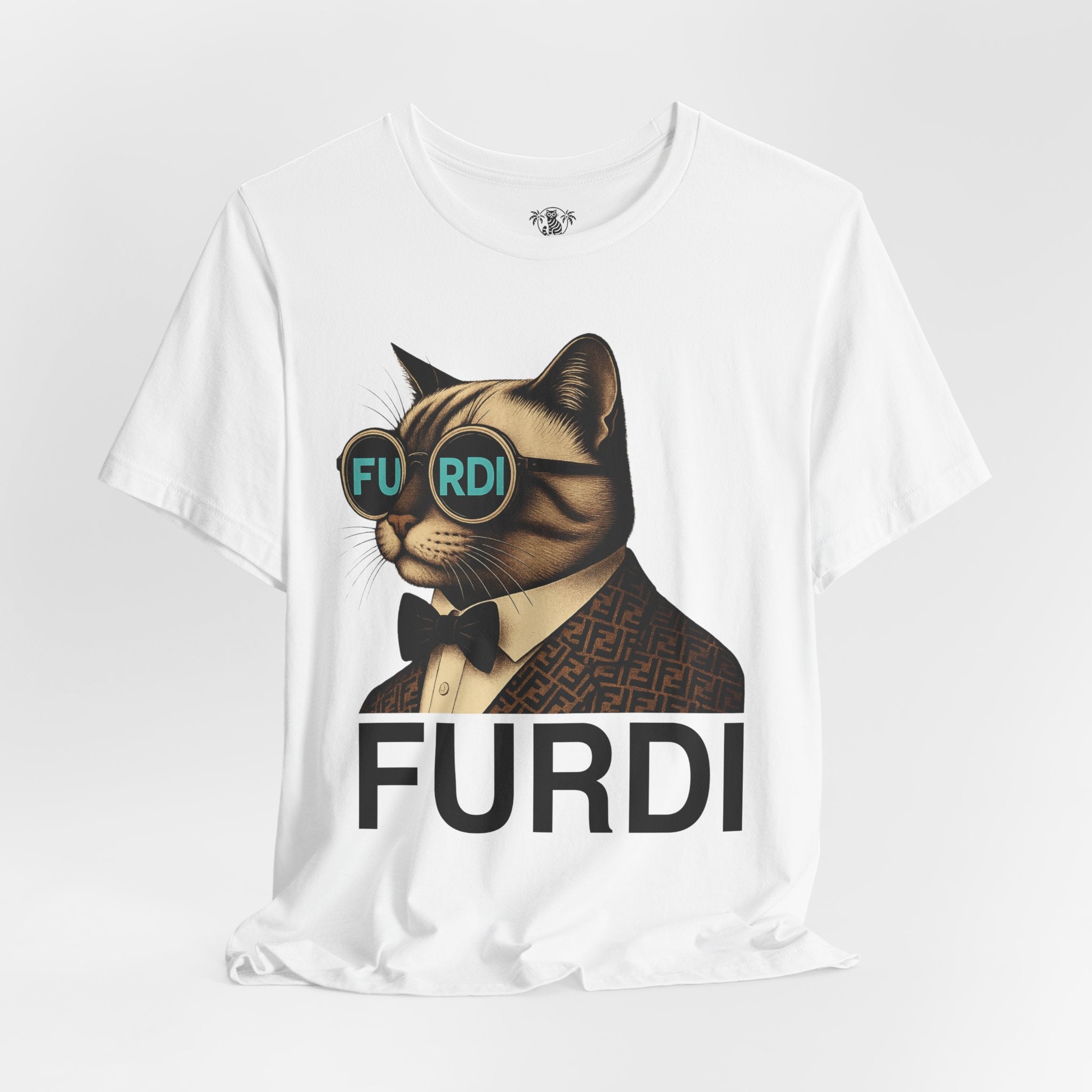 Furdi Cat Icon Graphic T-Shirt in white, flat lay