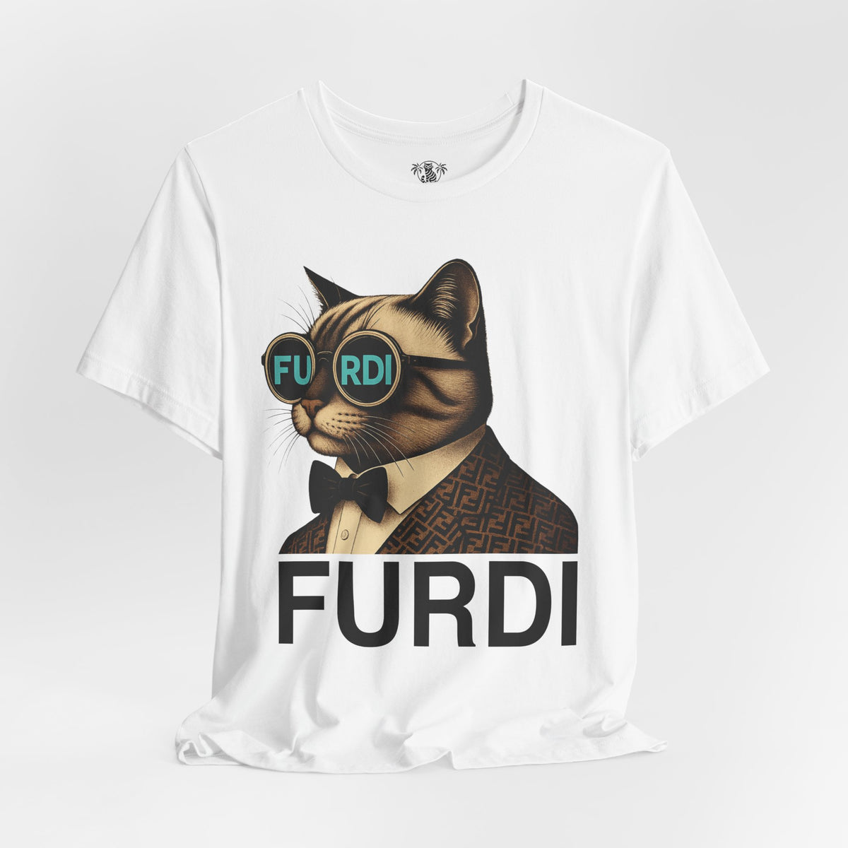 Furdi Cat Icon Graphic T-Shirt in white, flat lay