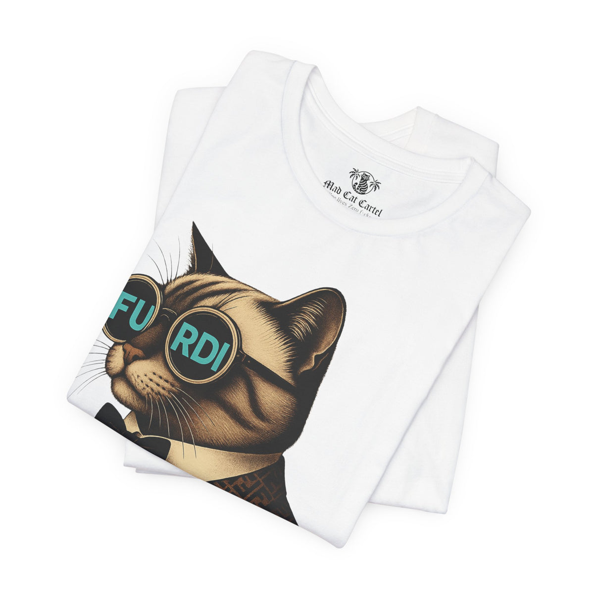 Furdi Cat Icon Graphic T-Shirt in white, folded