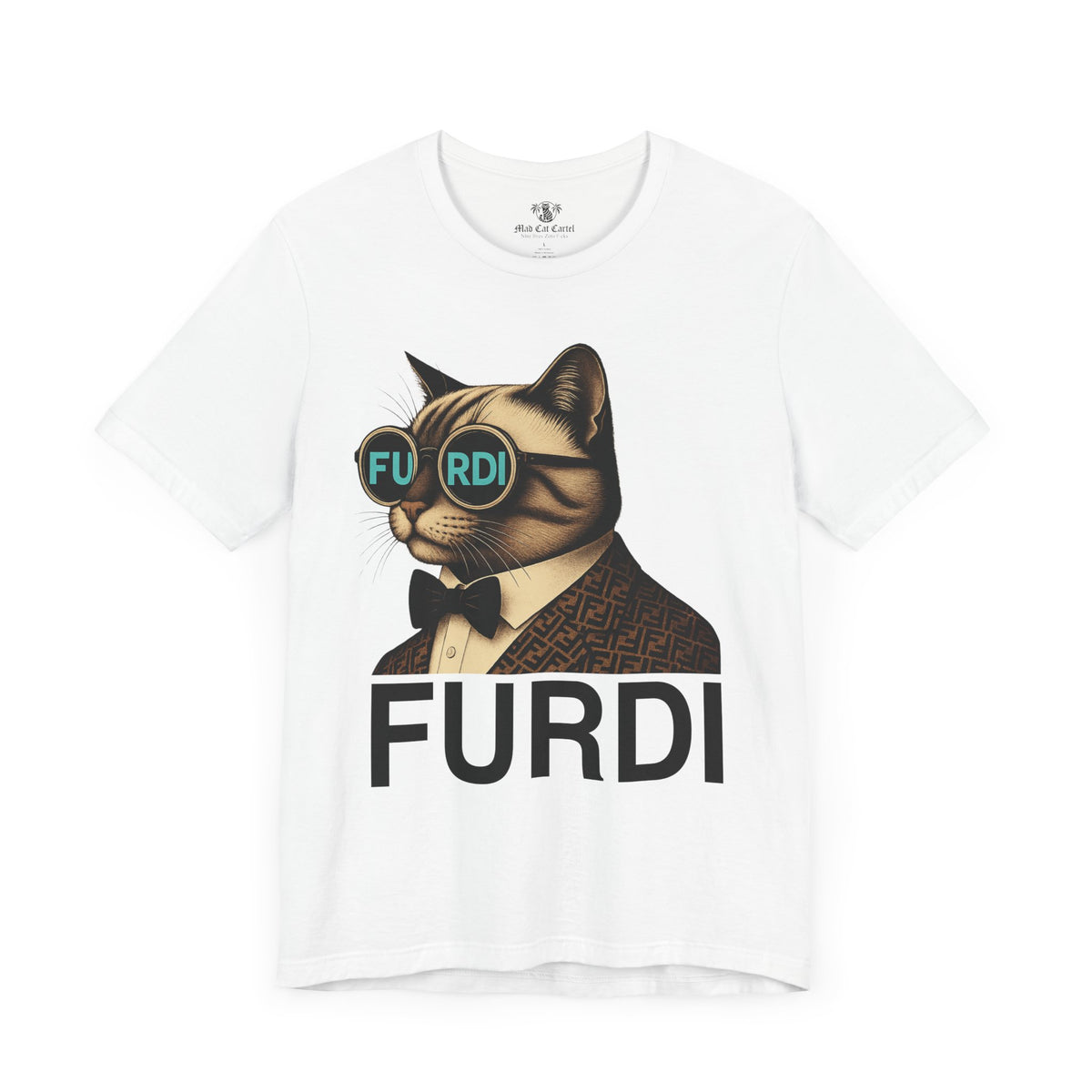 Furdi Cat Icon Graphic T-Shirt in white, front view