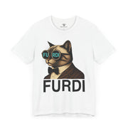 Furdi Cat Icon Graphic T-Shirt in white, front view
