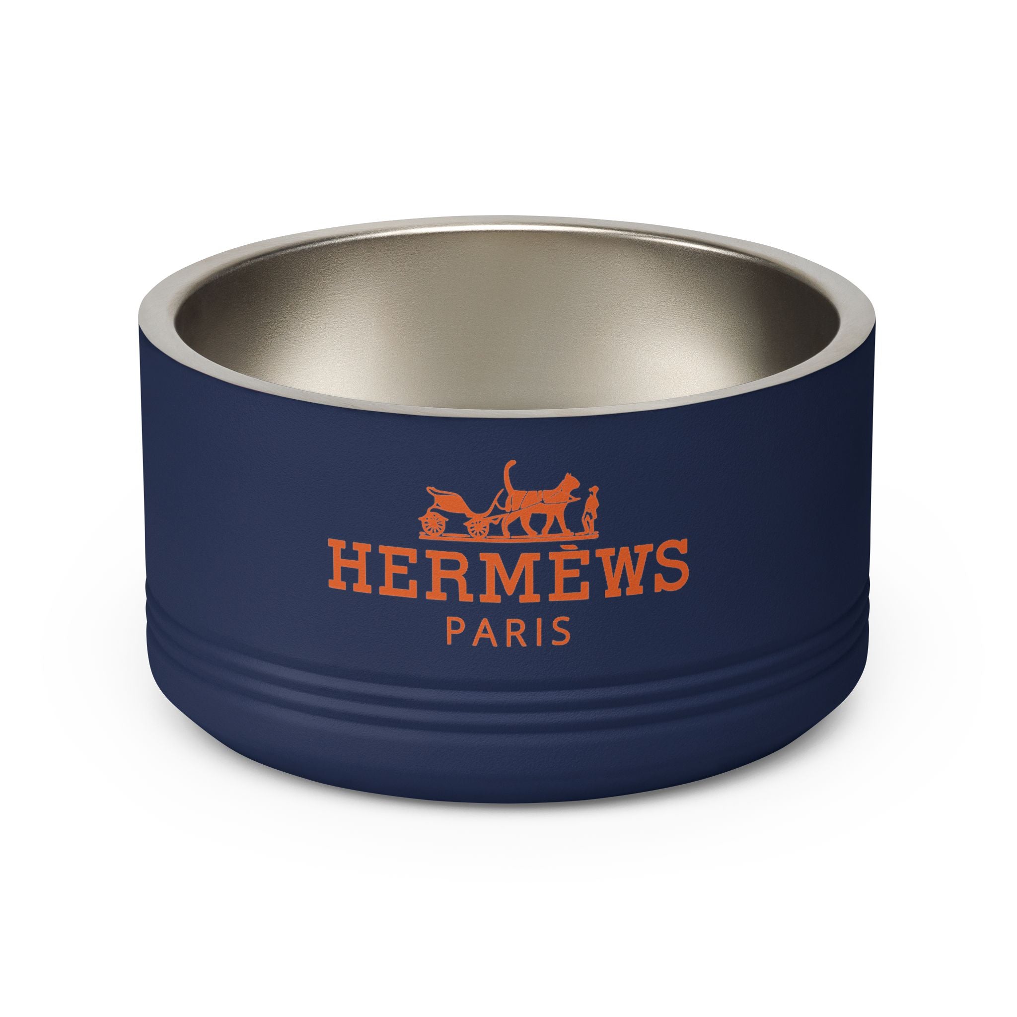 Blue designer cat bowl, stainless steel pet bowl