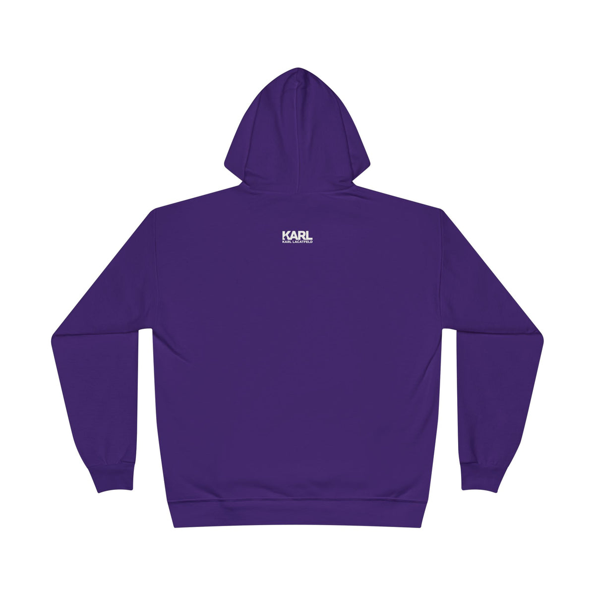 Karl Lacatfeld Chest Icon Cat Graphic Hoodie in athletic purple, back view