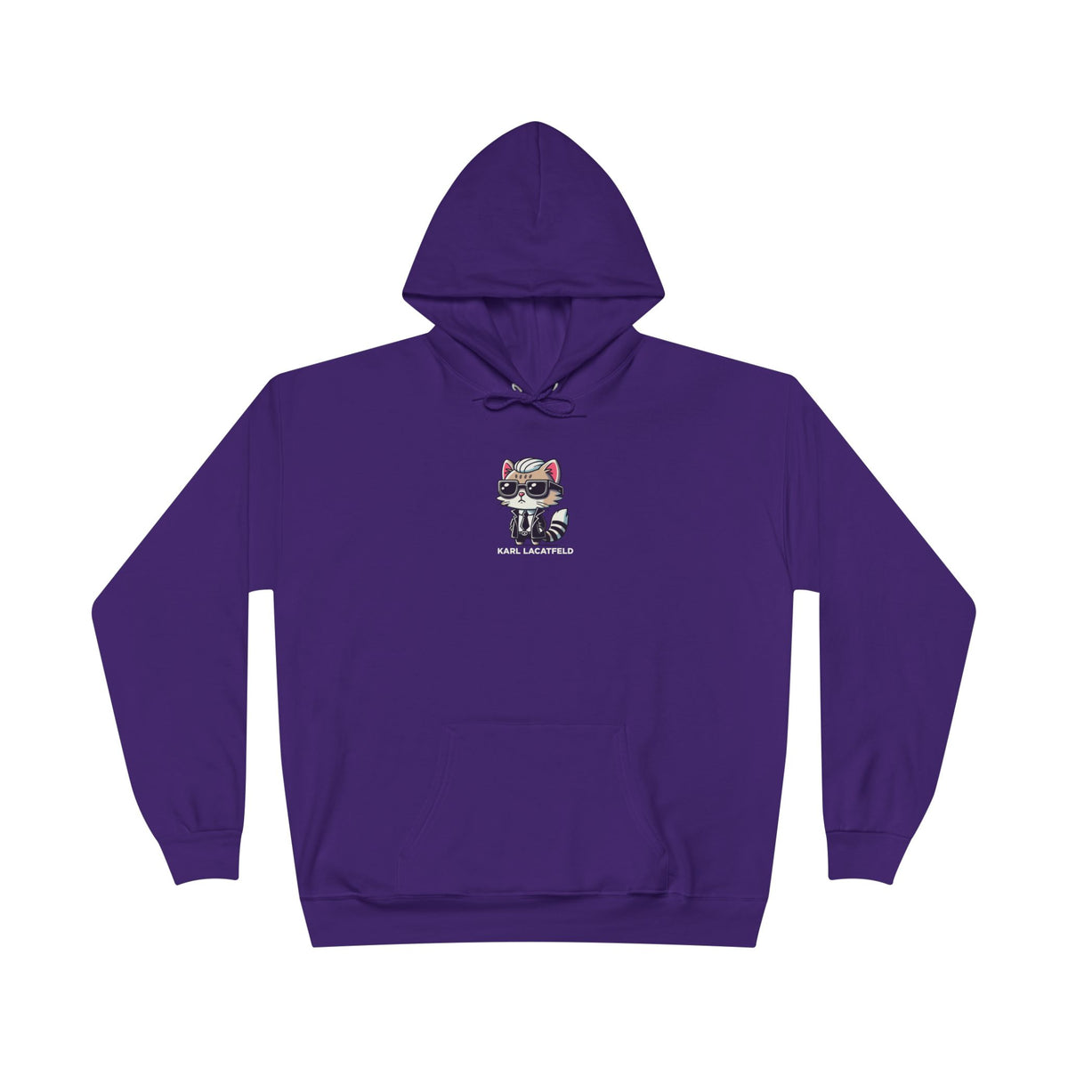 Karl Lacatfeld Chest Icon Cat Graphic Hoodie in athletic purple, front view