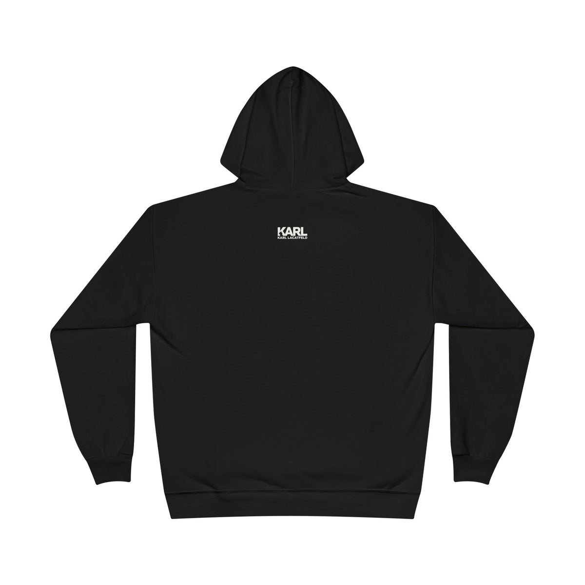 Karl Lacatfeld Chest Icon Cat Graphic Hoodie in black, back view