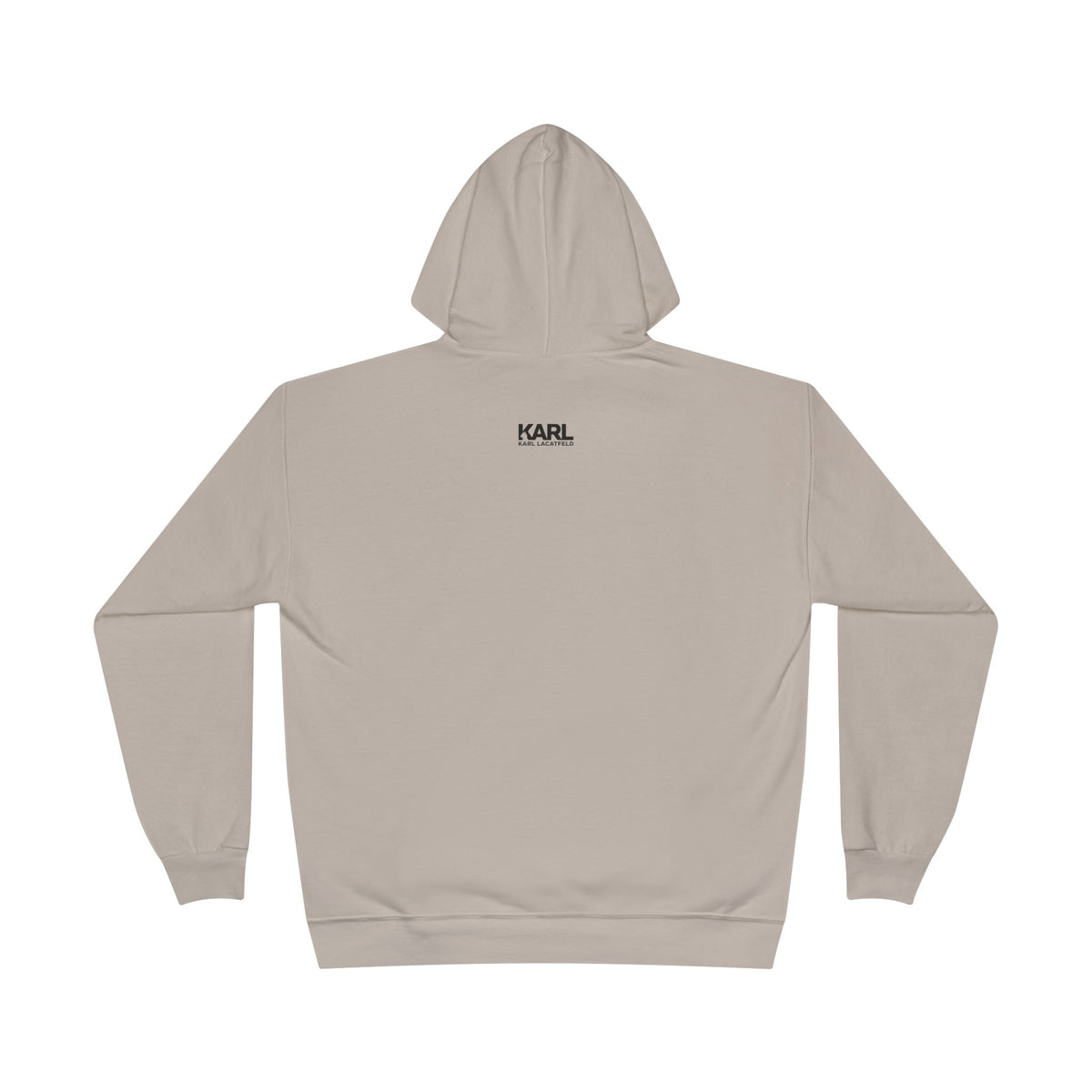 Karl Lacatfeld Chest Icon Cat Graphic Hoodie in sand, back view