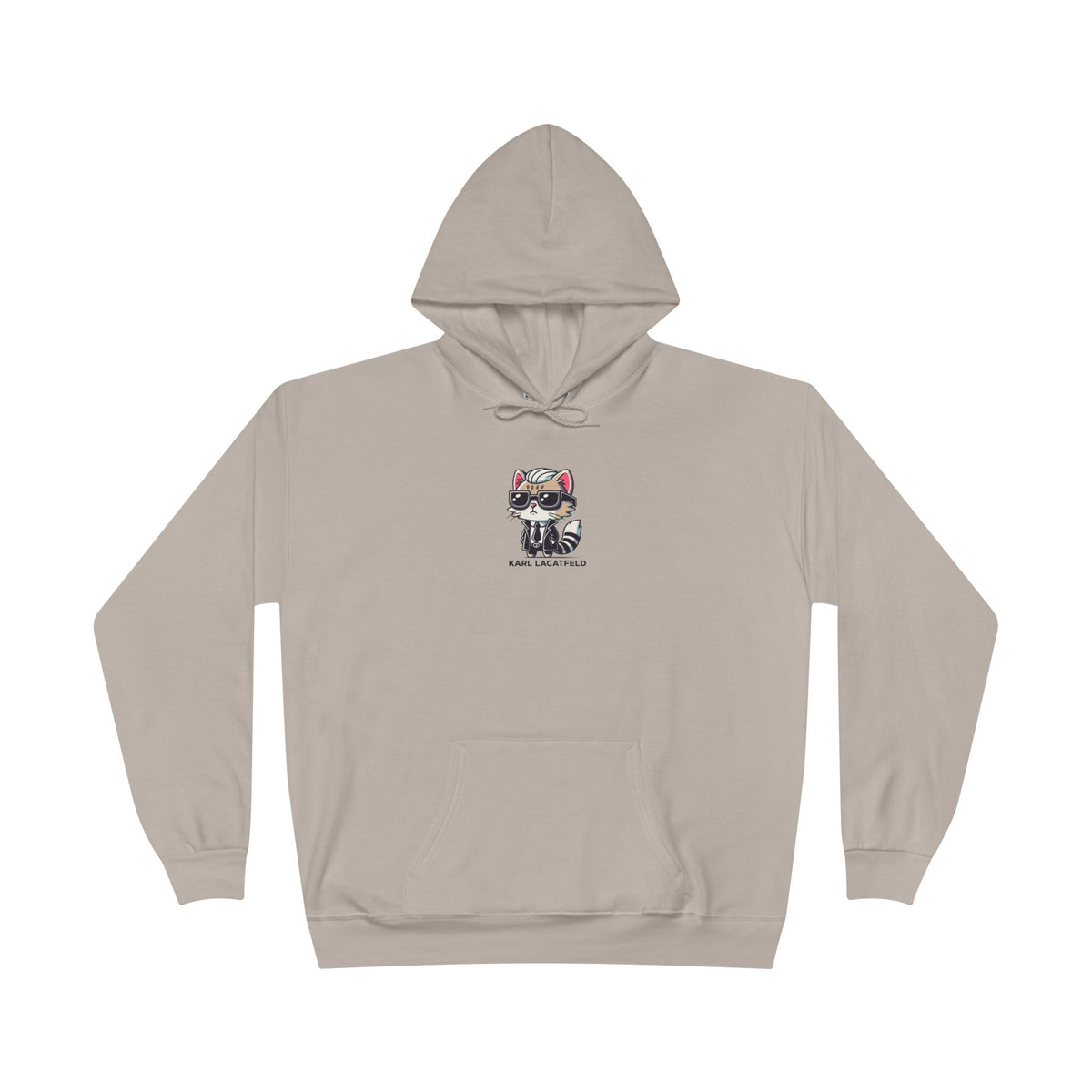 Karl Lacatfeld Chest Icon Cat Graphic Hoodie in sand, front view
