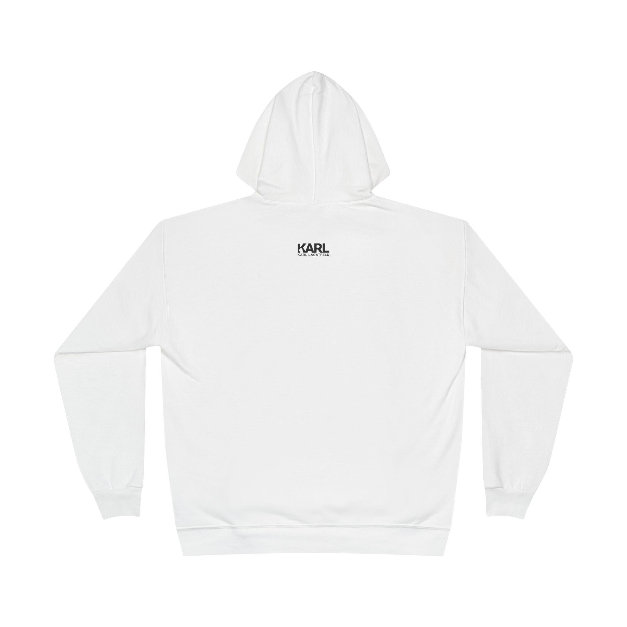 Karl Lacatfeld Chest Icon Cat Graphic Hoodie in white, back view