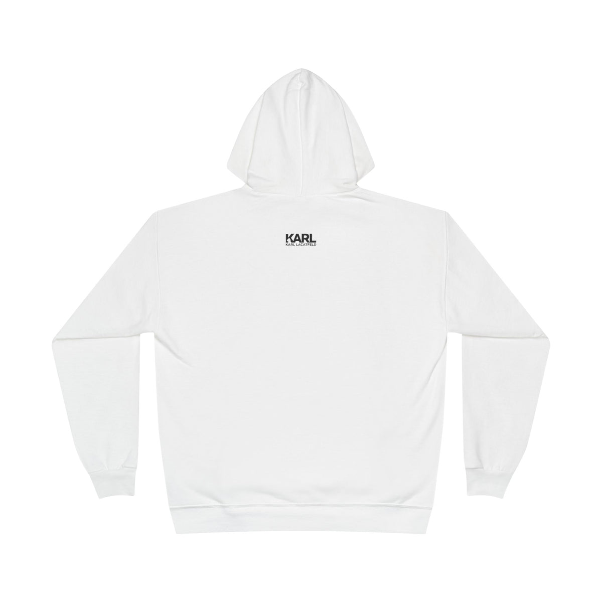 Karl Lacatfeld Chest Icon Cat Graphic Hoodie in white, back view