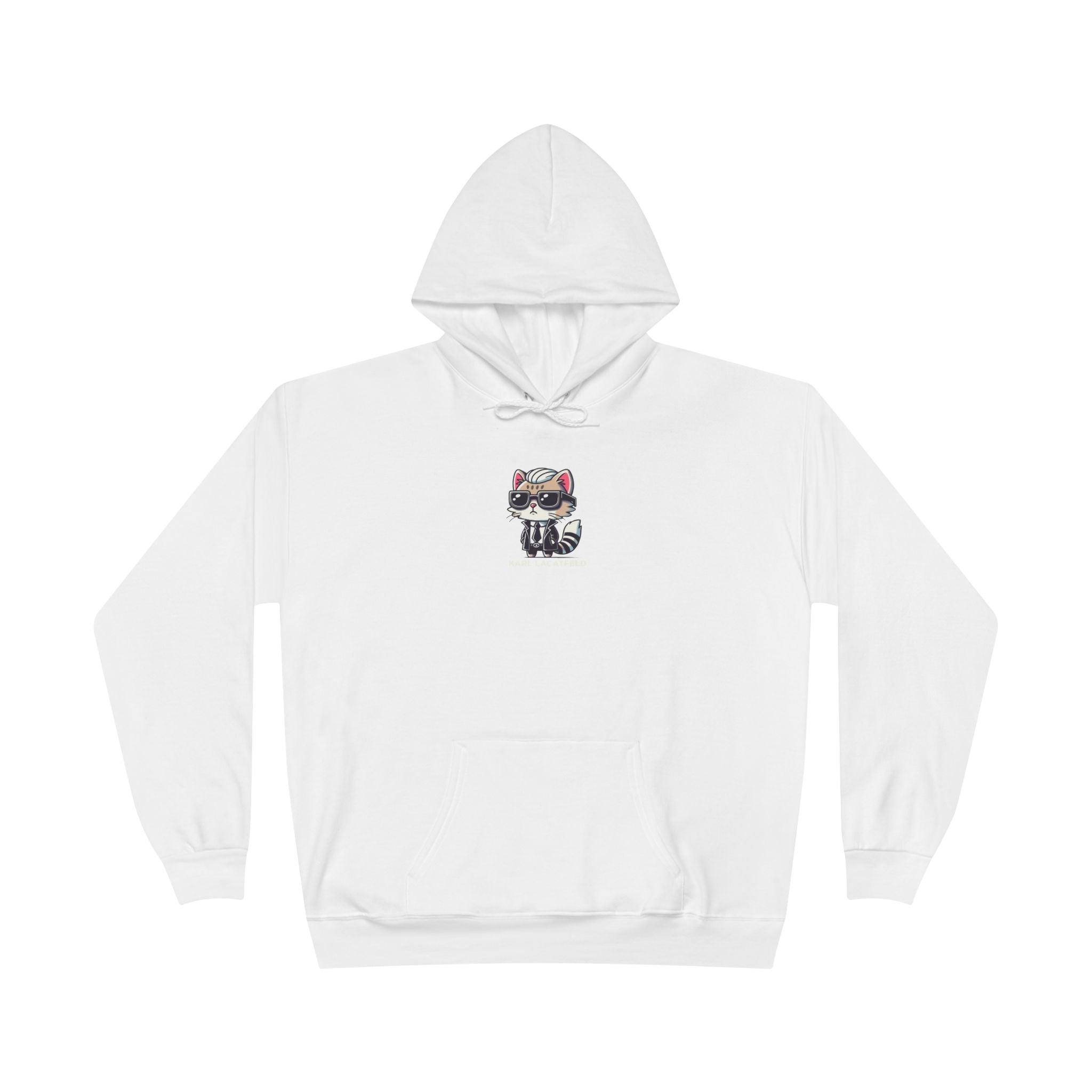 Karl Lacatfeld Chest Icon Cat Graphic Hoodie in white, front view