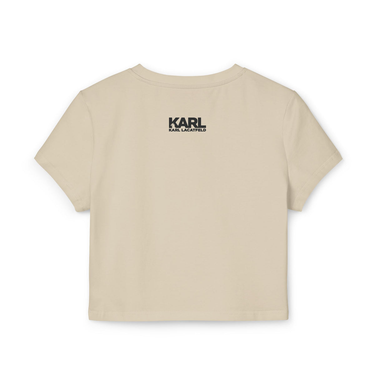 Karl Lacatfeld Executive Meow Icon Women's Baby Tee in sand, back view