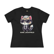 Karl Lacatfeld Iconic Cat Women's Graphic T-Shirt in black, front view