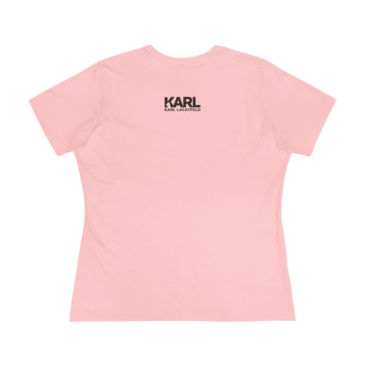 Karl Lacatfeld Iconic Cat Women's Graphic T-Shirt in pink, back view