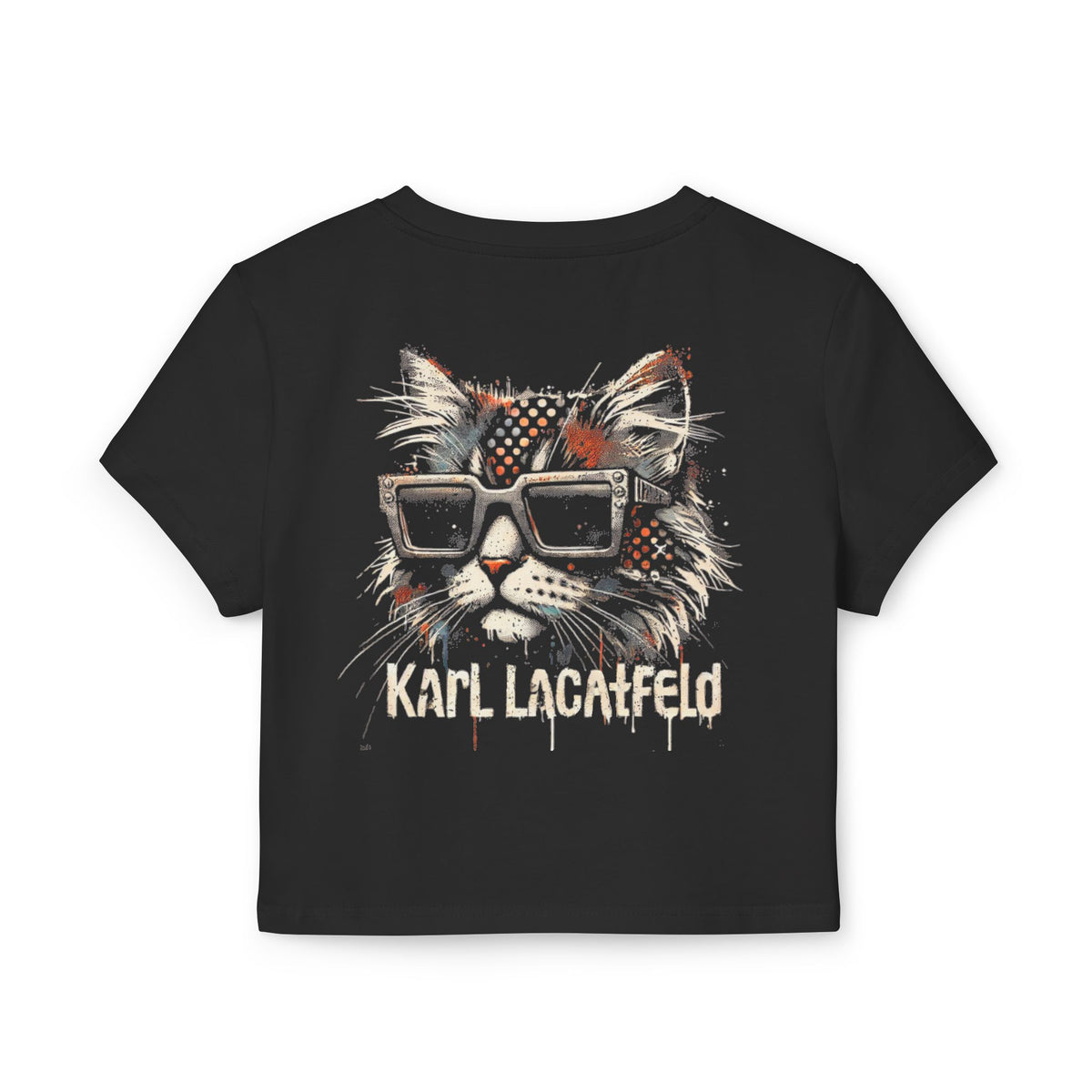 Karl Lacatfeld Noir Couture Graffiti Black Women's Baby Tee, back view