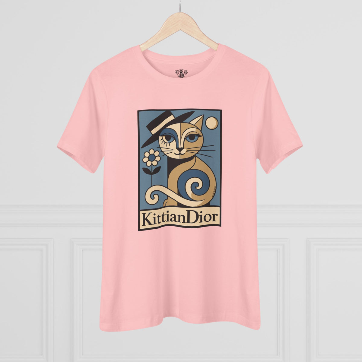 Kittian Dior La Parisienne Boxed Art Deco T-Shirt in pink, on a hanger