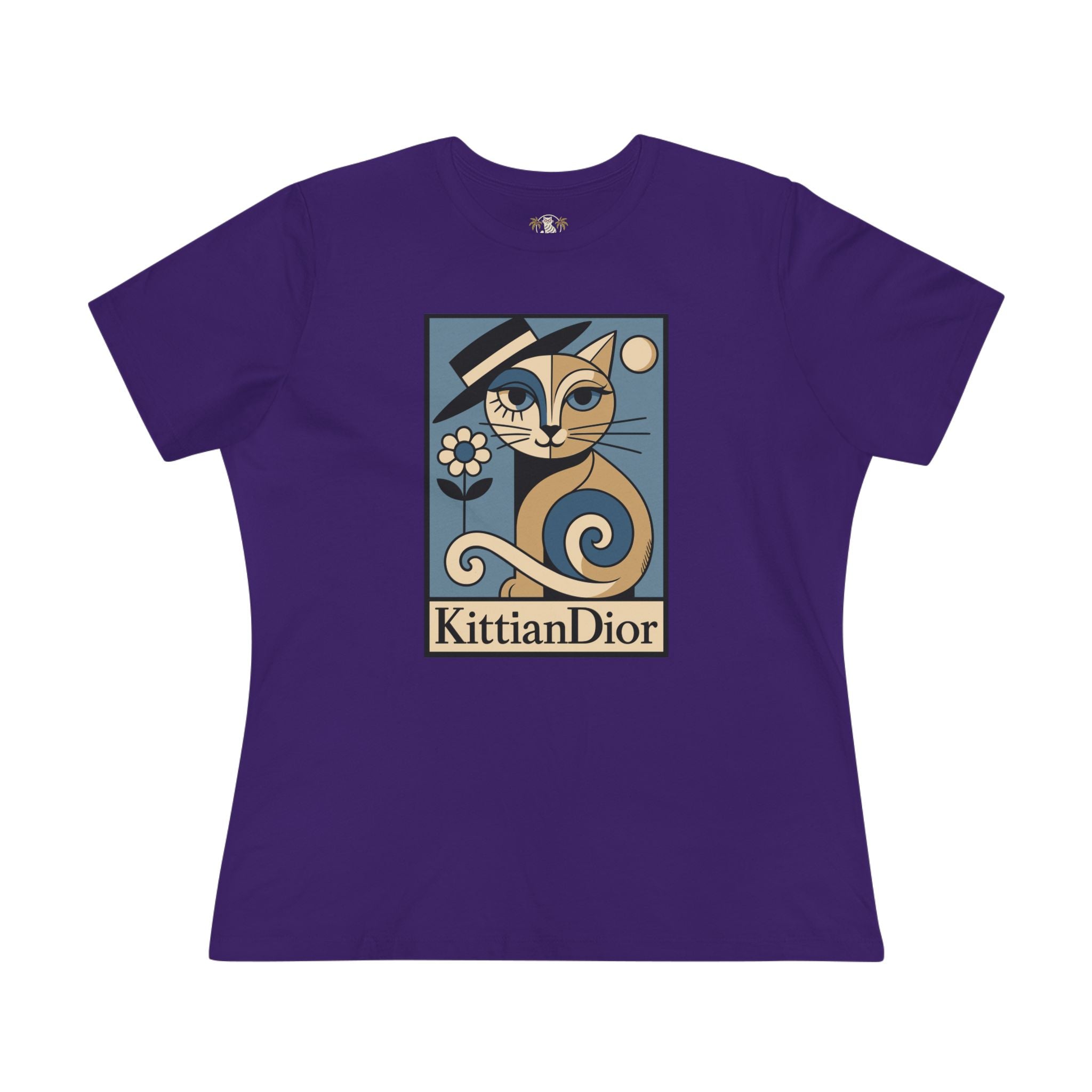 Kittian Dior La Parisienne Boxed Art Deco T-Shirt in team purple, front view