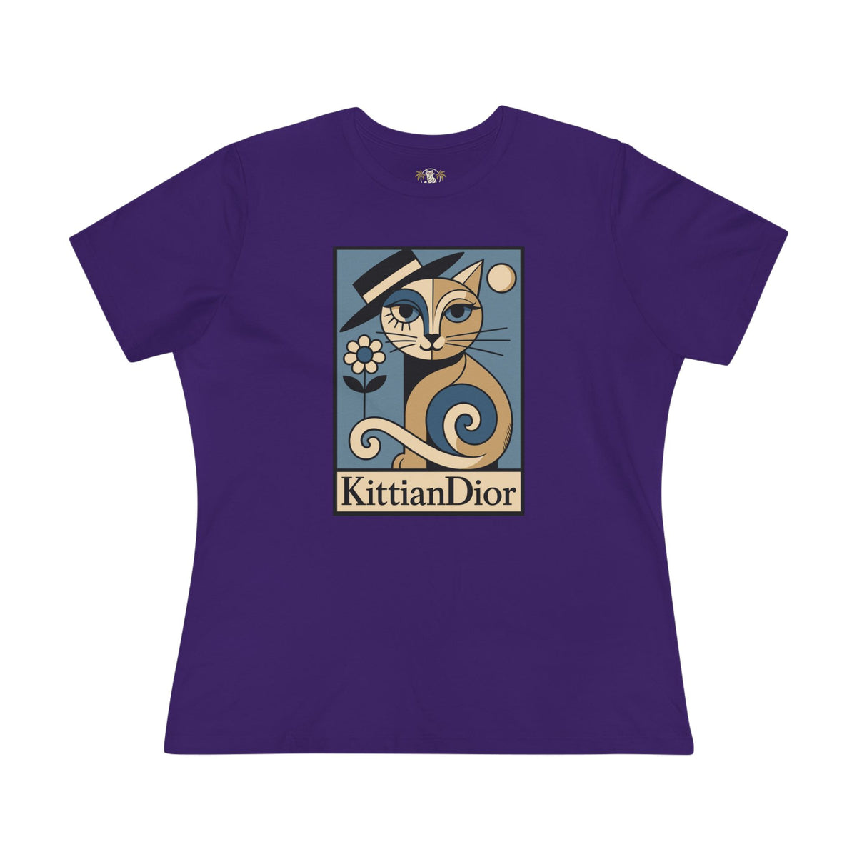 Kittian Dior La Parisienne Boxed Art Deco T-Shirt in team purple, front view