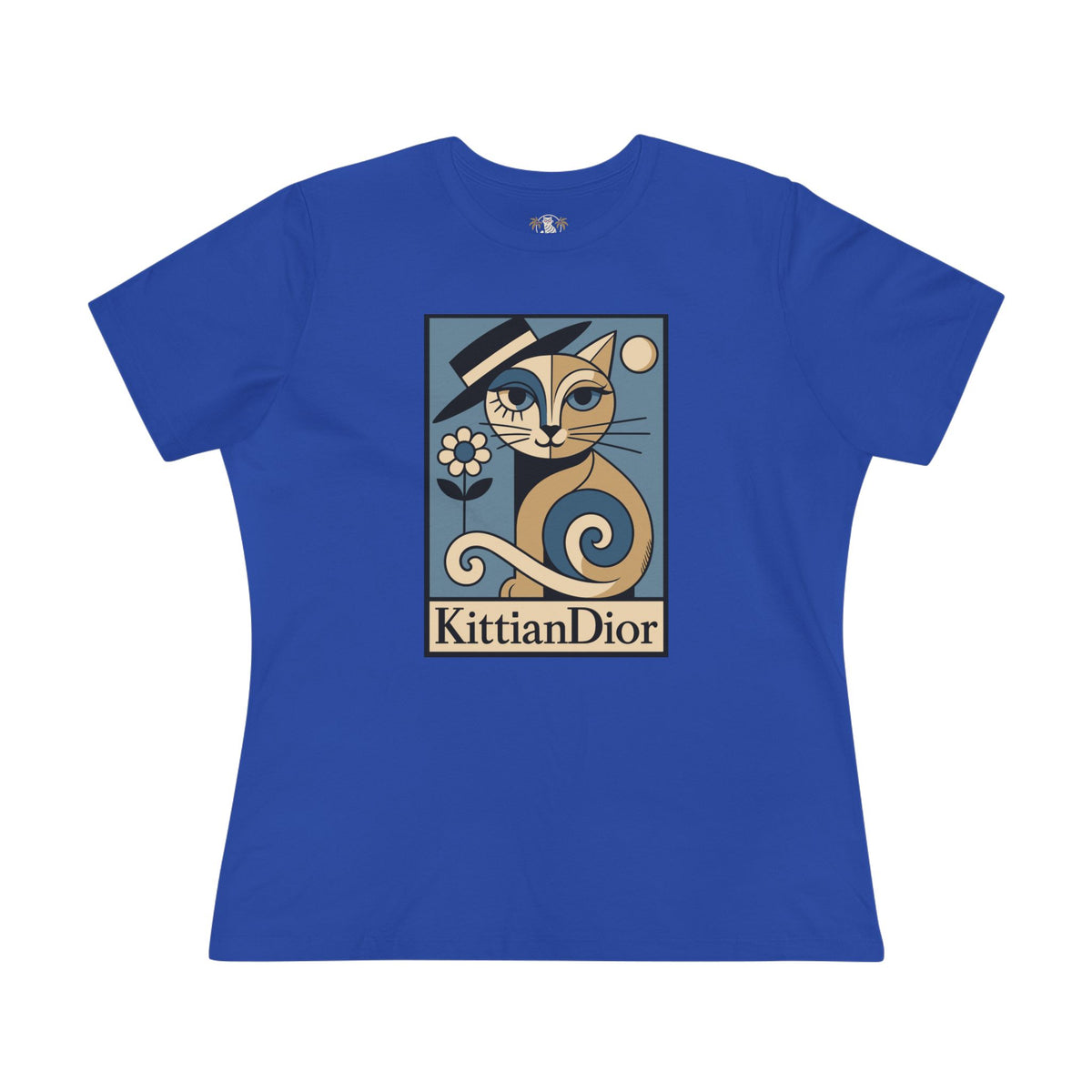 Kittian Dior La Parisienne Boxed Art Deco T-Shirt in true royal, front view