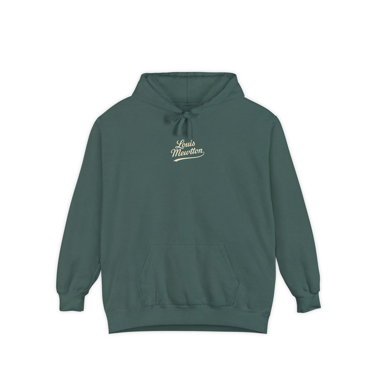 Louis Mewtton Chest Logo Galactic Fam Cat Graphic Hoodie in blue spruce, front view