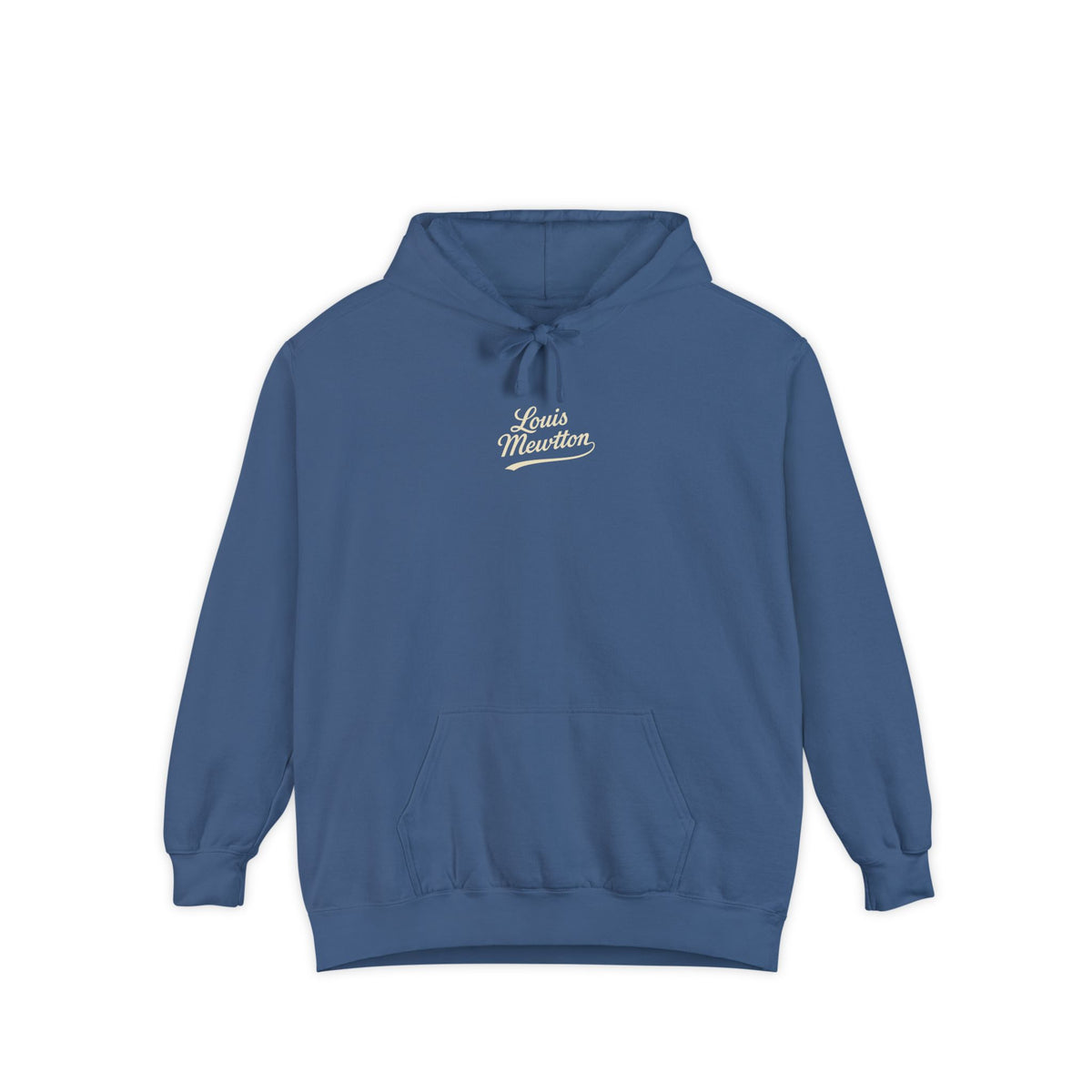 Louis Mewtton Chest Logo Galactic Fam Cat Graphic Hoodie in true navy, front view