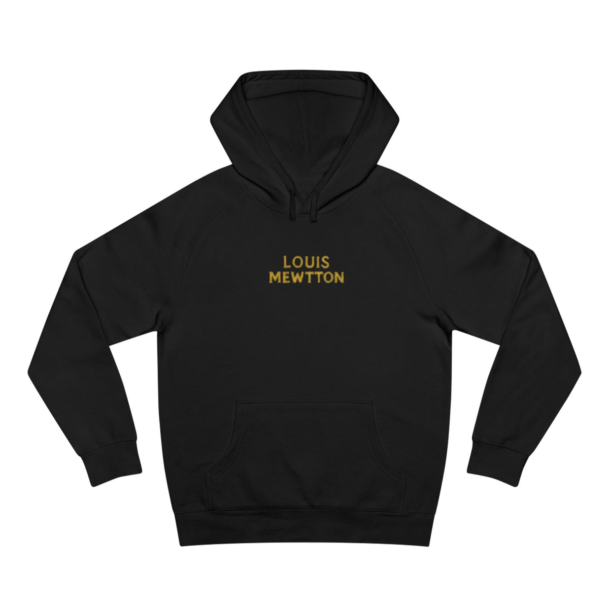 Louis Mewtton Chest Logo Yellow Aura Cat Graphic Black Hoodie, front view