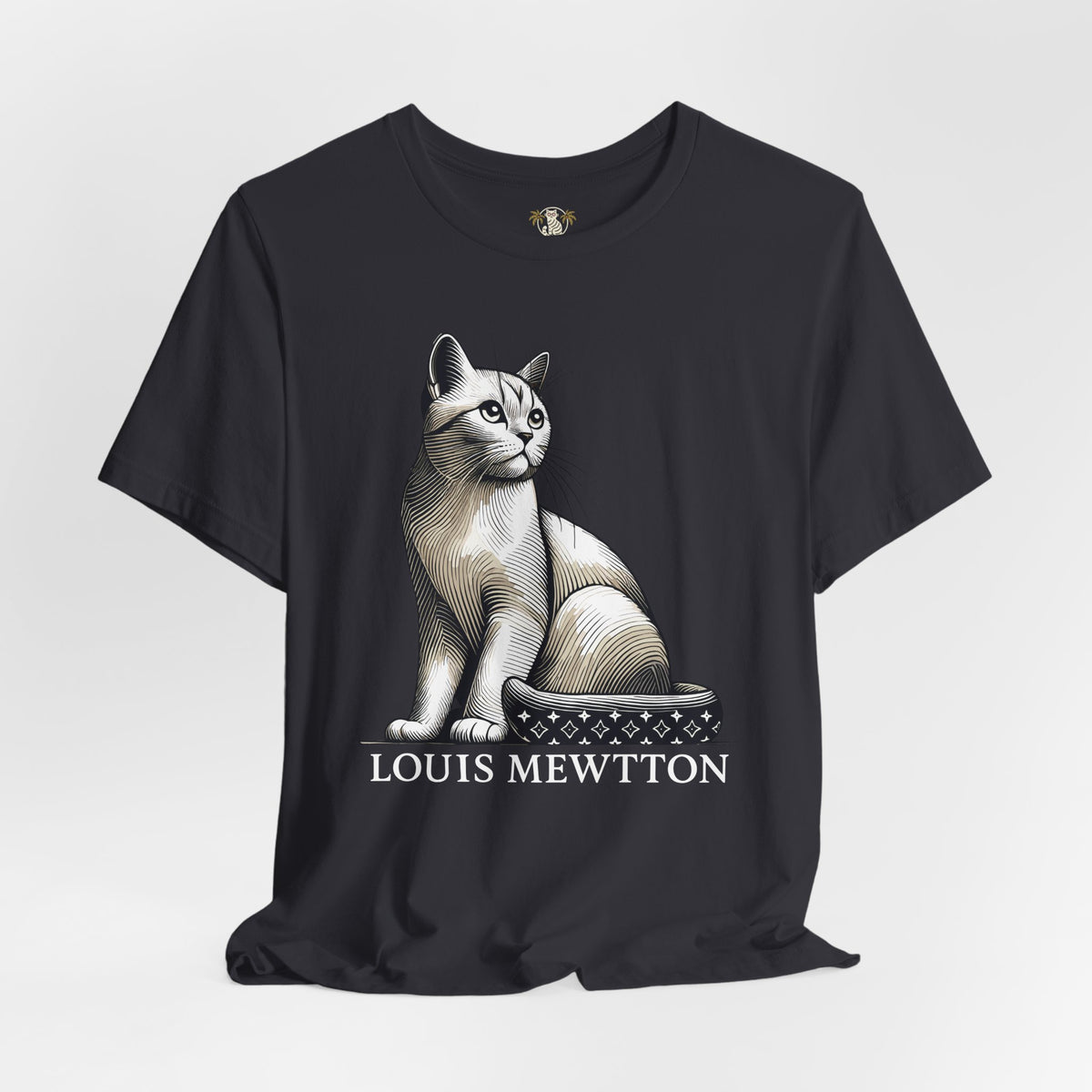 Louis Mewtton Heritage Emblem Graphic T-Shirt in dark grey, flat lay