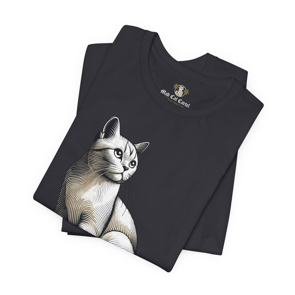 Louis Mewtton Heritage Emblem Graphic T-Shirt in dark grey, folded