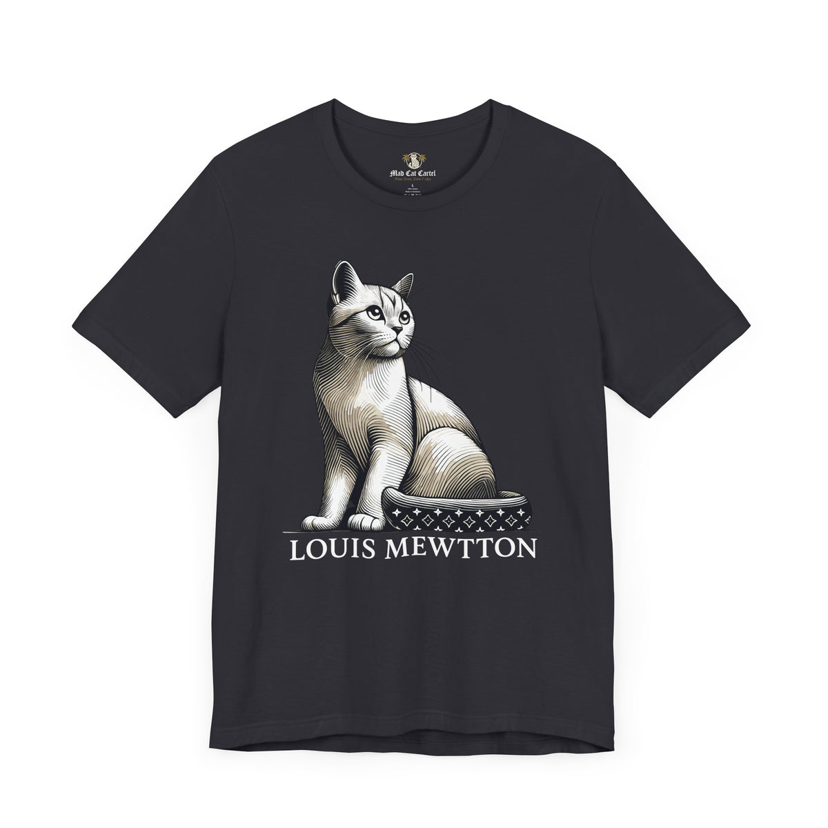 Louis Mewtton Heritage Emblem Graphic T-Shirt in dark grey, front view