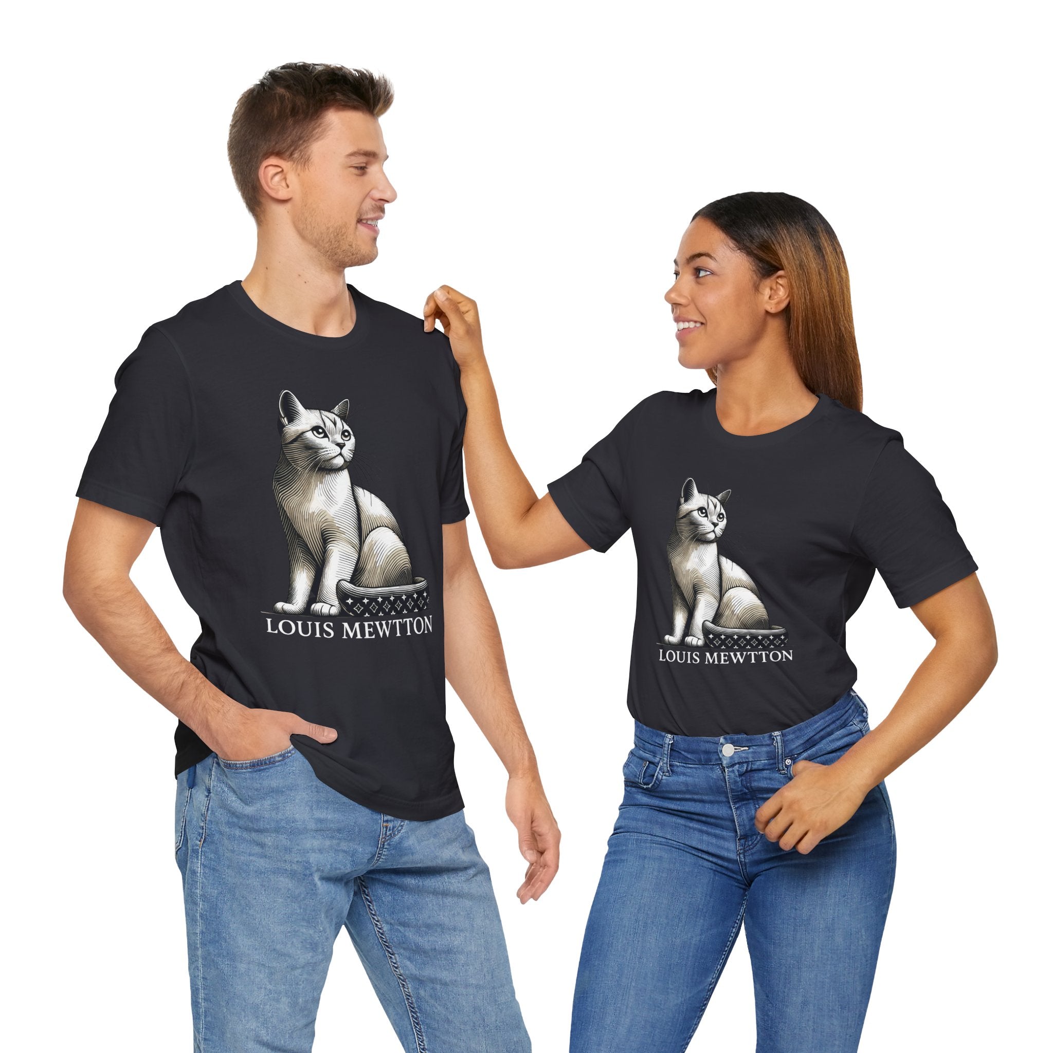 Louis Mewtton Heritage Emblem Graphic T-Shirt in dark grey, worn by two models