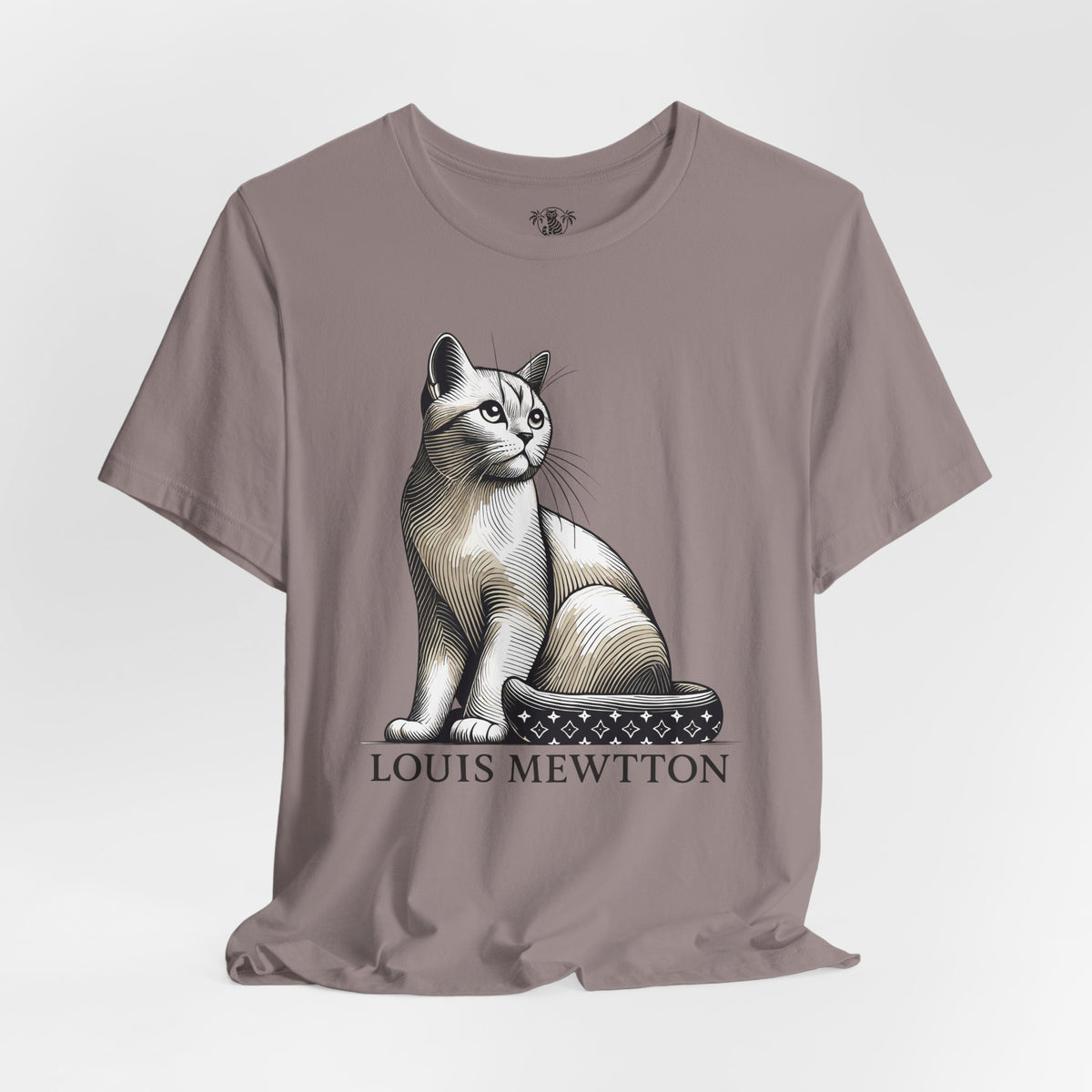 Louis Mewtton Heritage Emblem Graphic T-Shirt in pebble brown, flat lay