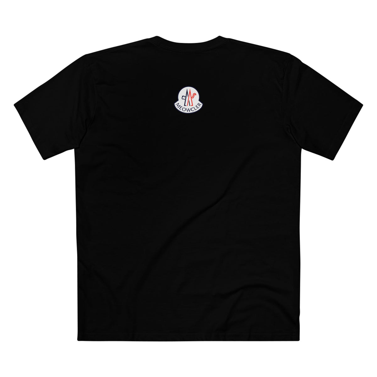 Meowcler Alpine Explorer Cat Graphic Black T-Shirt, back view