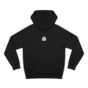 Meowcler Chest Logo Ski Cat Graphic Black Hoodie, front view