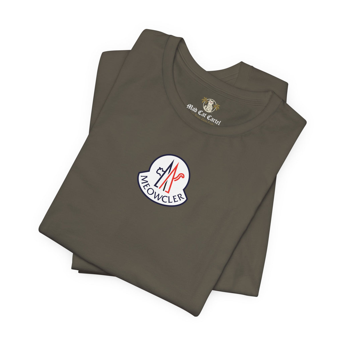 Meowcler Essentials Chest Logo T-Shirt in army, folded