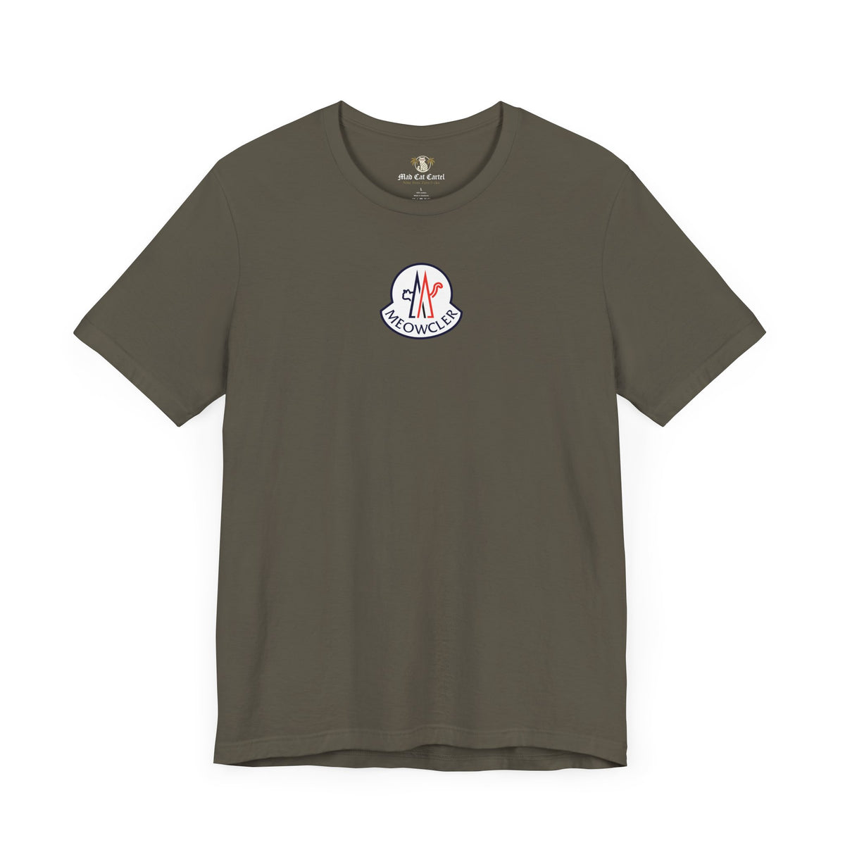 Meowcler Essentials Chest Logo T-Shirt in army, front view