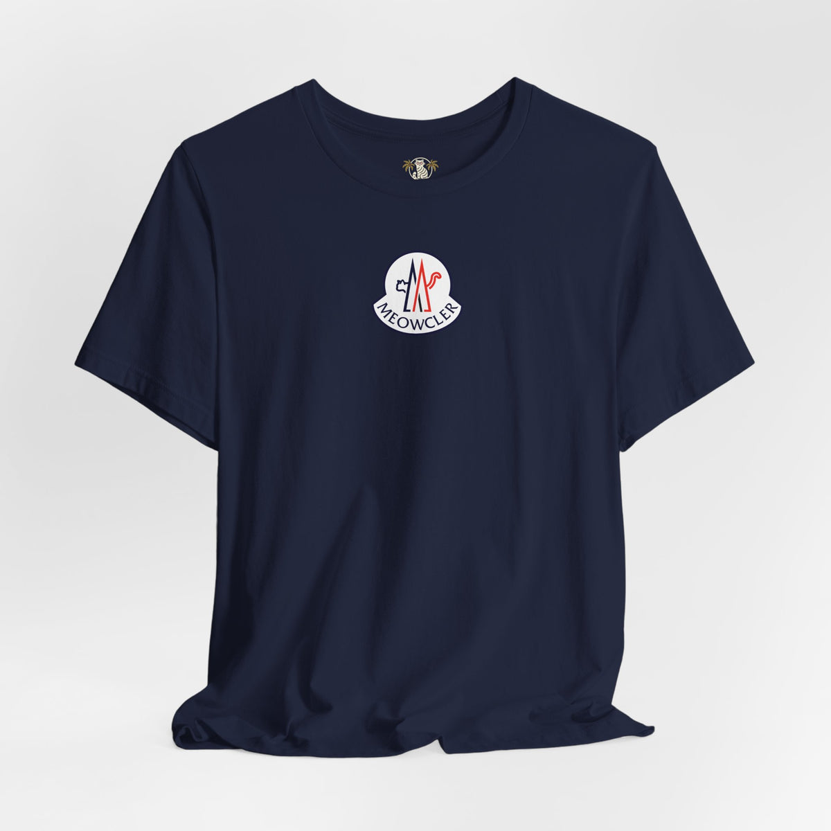Meowcler Essentials Chest Logo T-Shirt in navy, flat lay