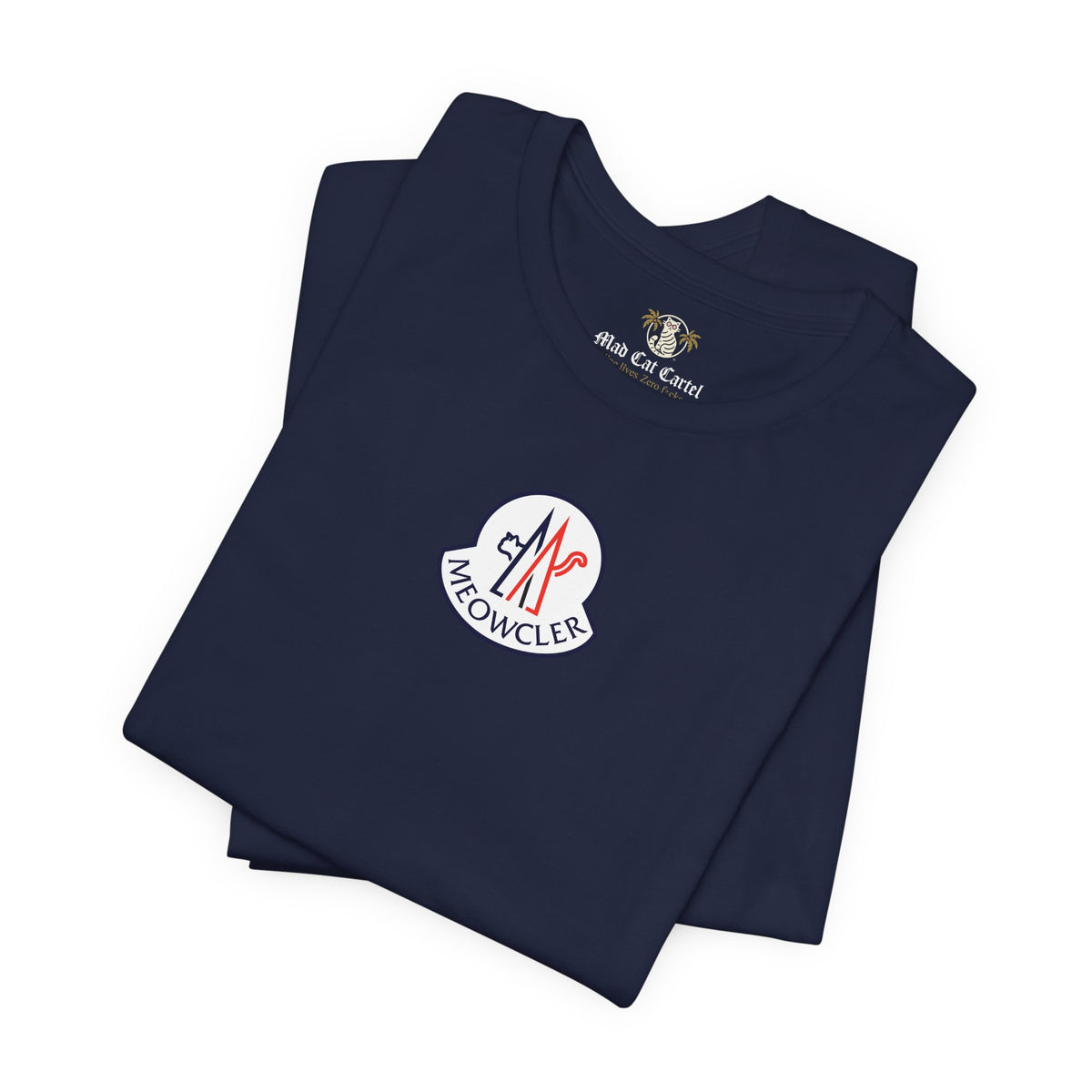 Meowcler Essentials Chest Logo T-Shirt in navy, folded
