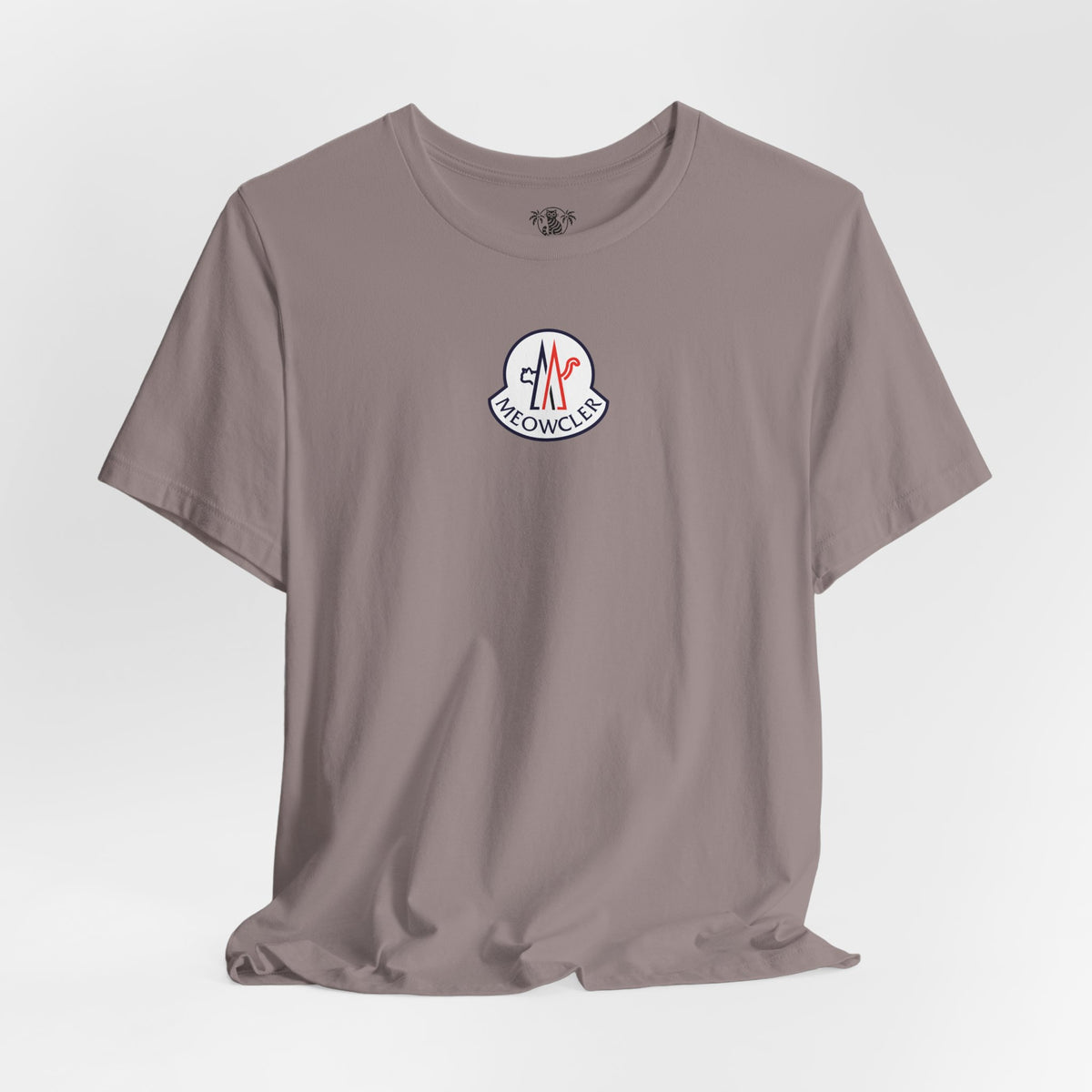 Meowcler Essentials Chest Logo T-Shirt in pebble brown, flat lay