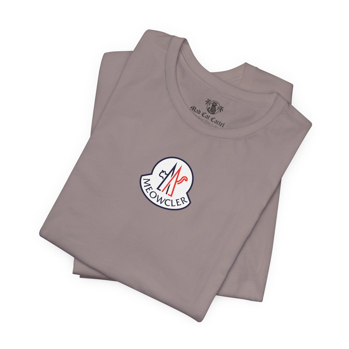 Meowcler Essentials Chest Logo T-Shirt in pebble brown, folded