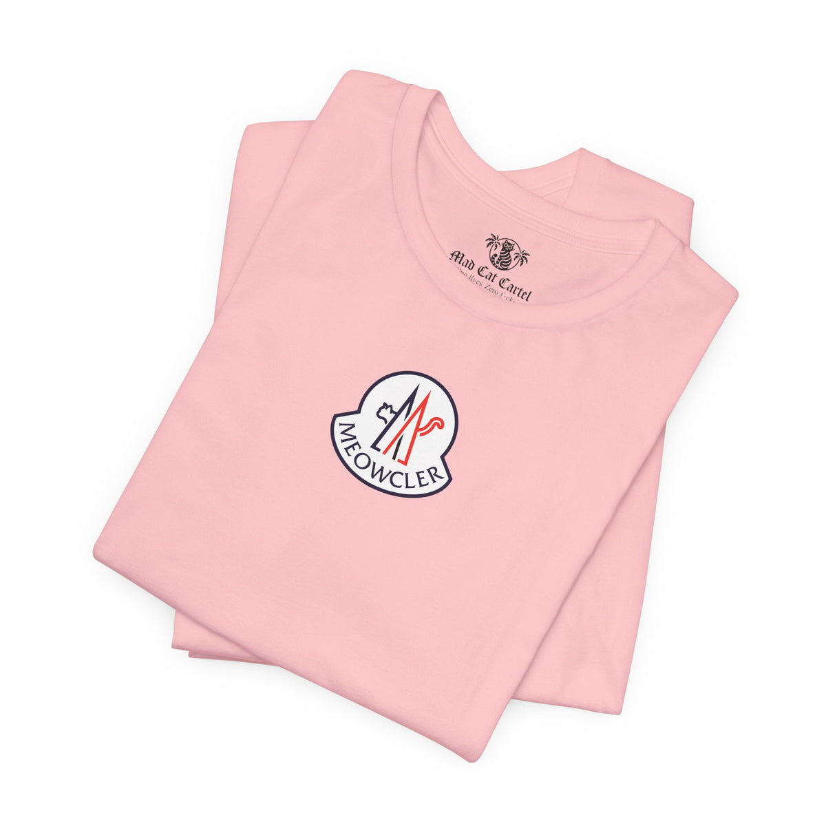 Meowcler Essentials Chest Logo T-Shirt in pink, folded