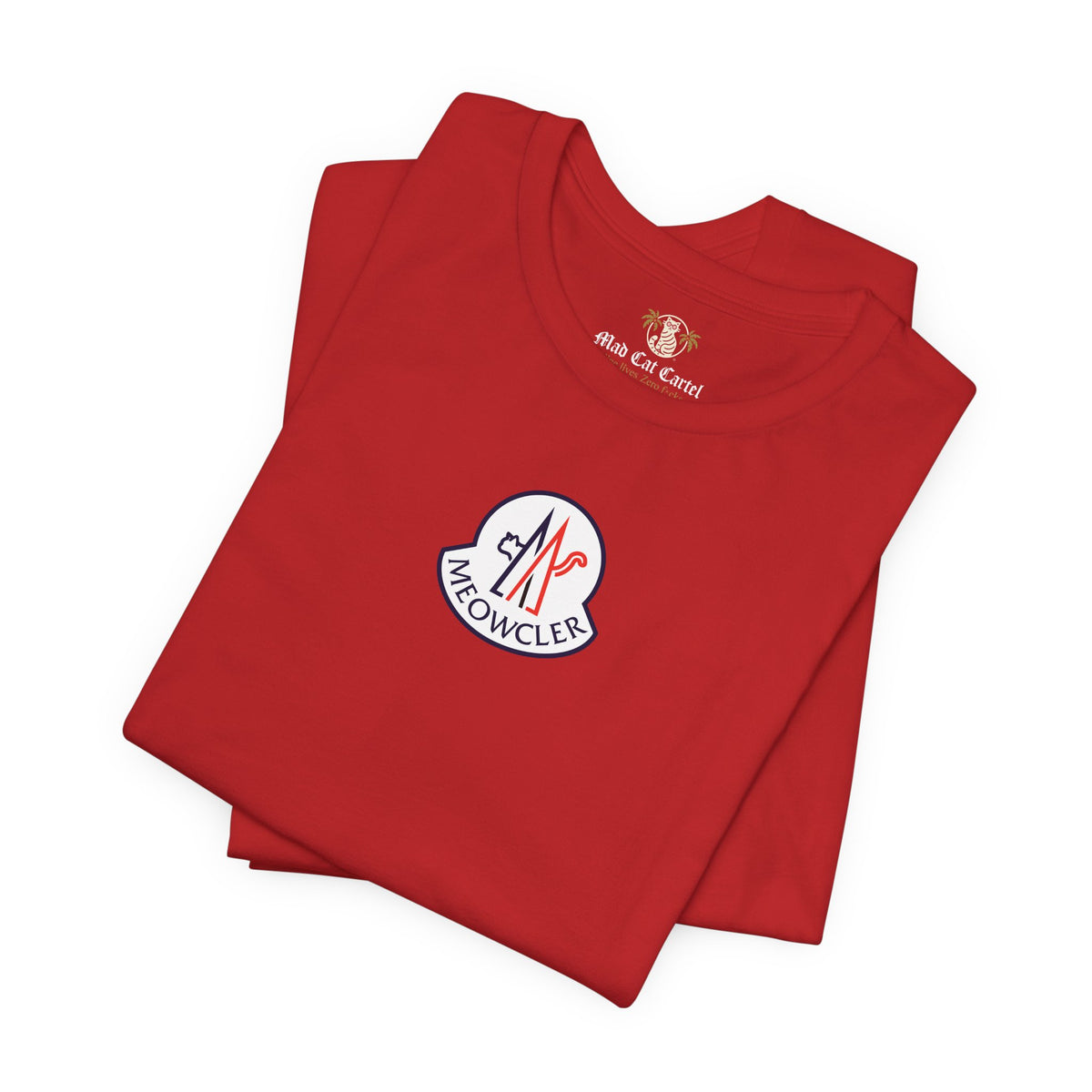 Meowcler Essentials Chest Logo T-Shirt in red, folded