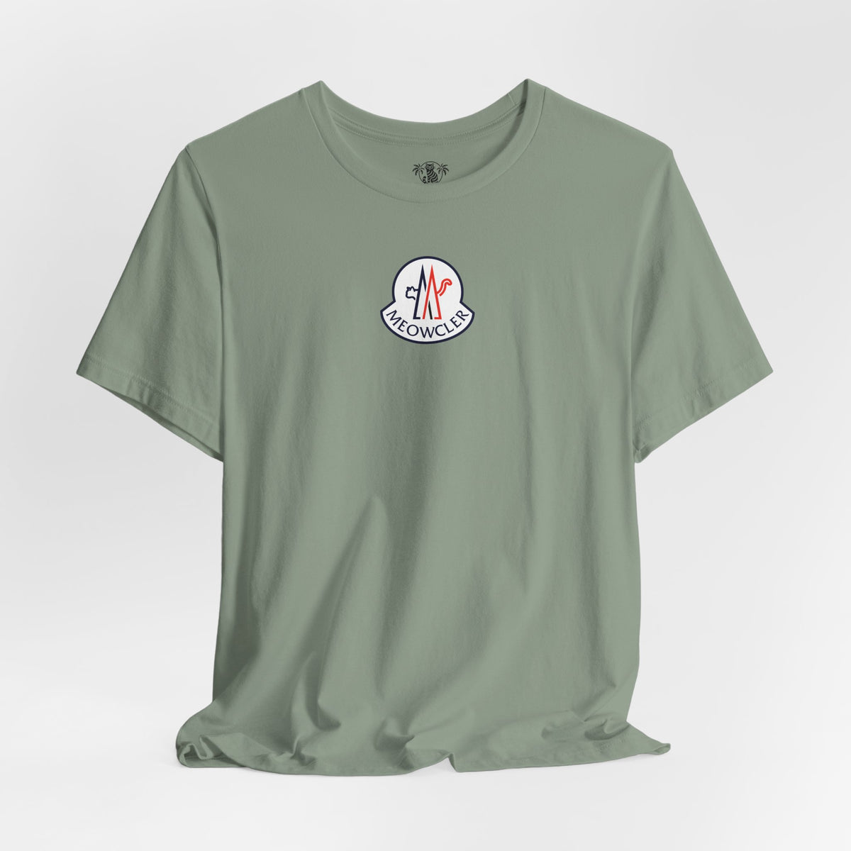 Meowcler Essentials Chest Logo T-Shirt in sage, flat lay