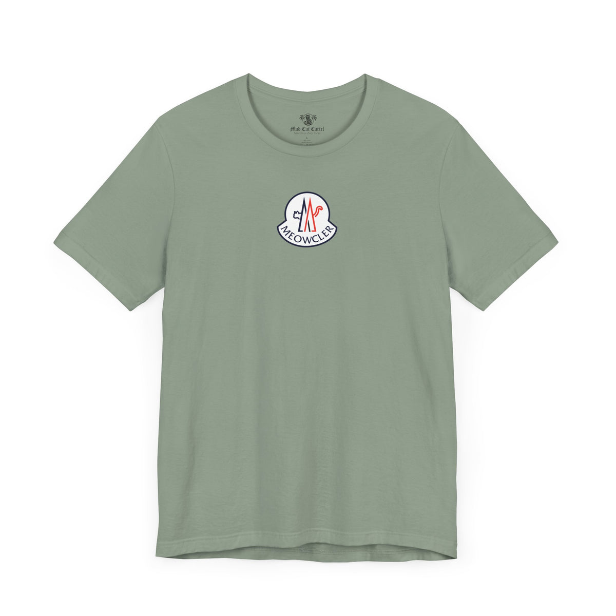 Meowcler Essentials Chest Logo T-Shirt in sage, front view