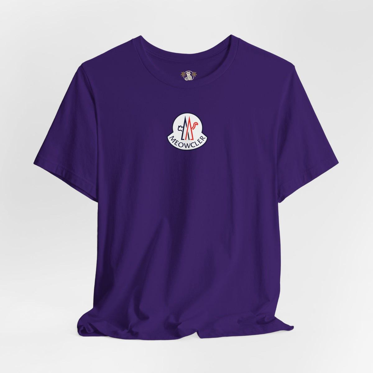Meowcler Essentials Chest Logo T-Shirt in team purple, flat lay