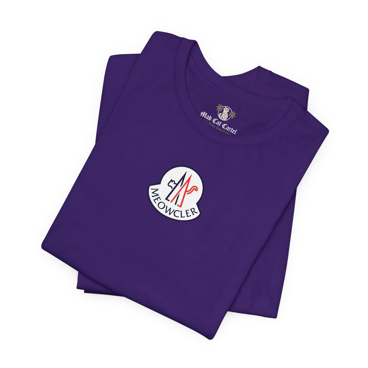 Meowcler Essentials Chest Logo T-Shirt in team purple, folded