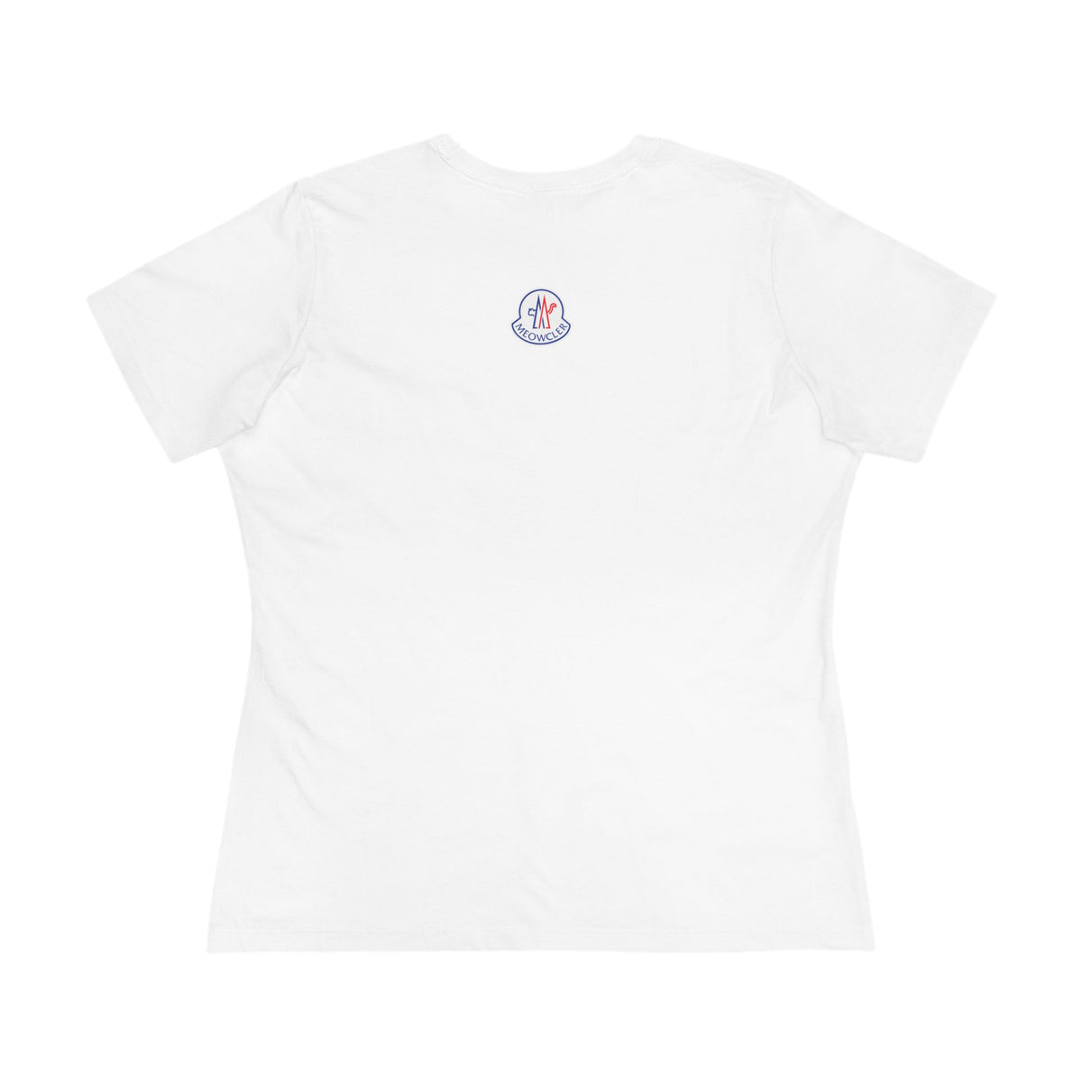 Meowcler Mini Chest Puffer Cat Icon Women's T-Shirt in white, back view