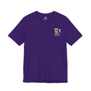 Meowcler Mini Puff Chest Graphic Cat T-Shirt in team purple, front view