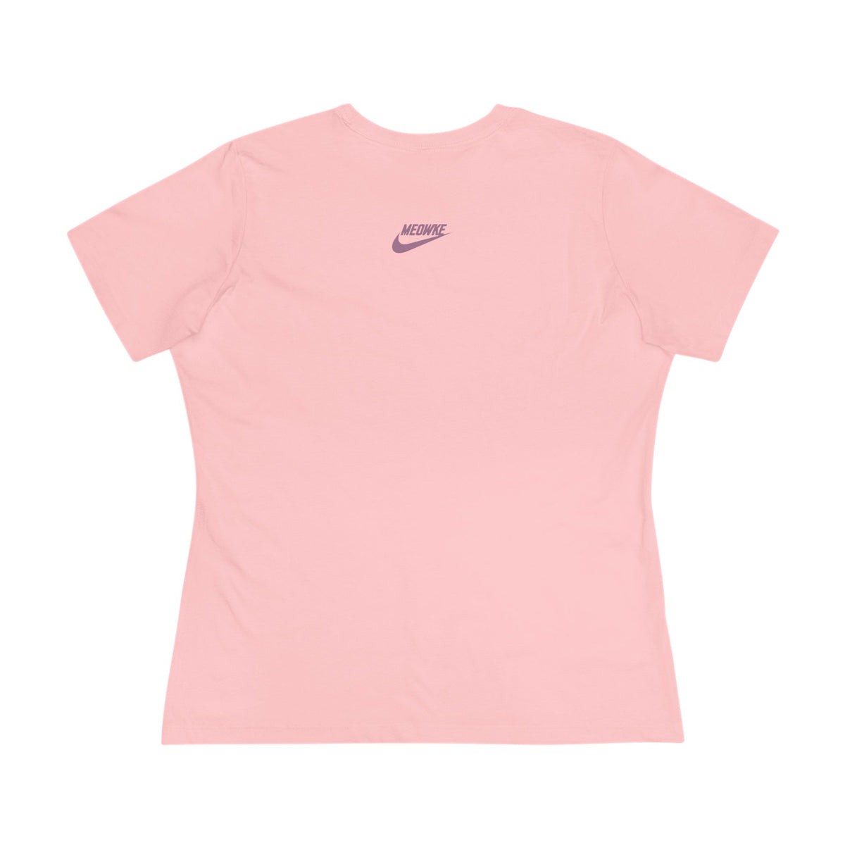 Meowke Cat Runner Graphic Women's T-Shirt in pink, back view